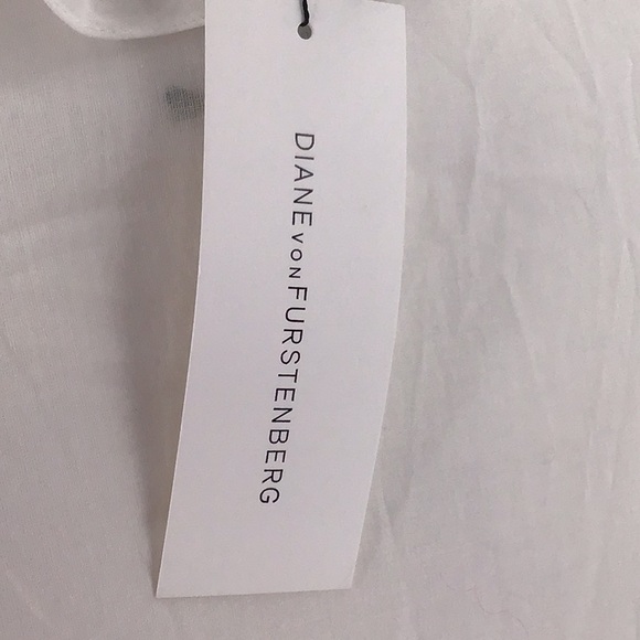 DVF Sita white boho top NWT open front shear sz 12 - Picture 5 of 9